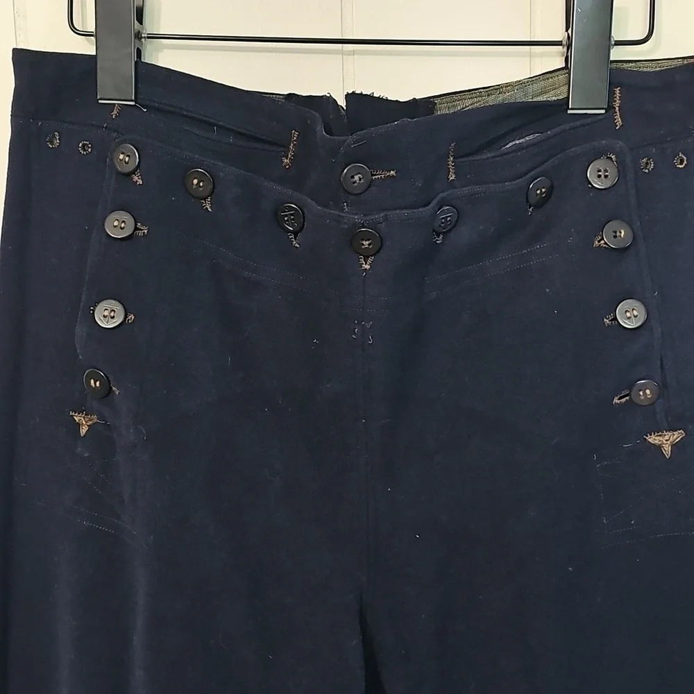 Vintage US Navy 1940s Blue Wool High-Waisted Sailor Trousers Womens 30 Classical - Picture 5 of 16